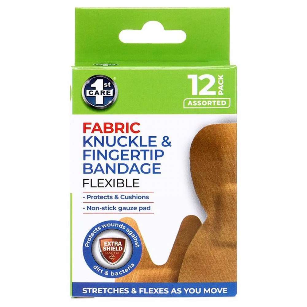 View Band Aid 12pk Knuckle & Fingertip Fabric