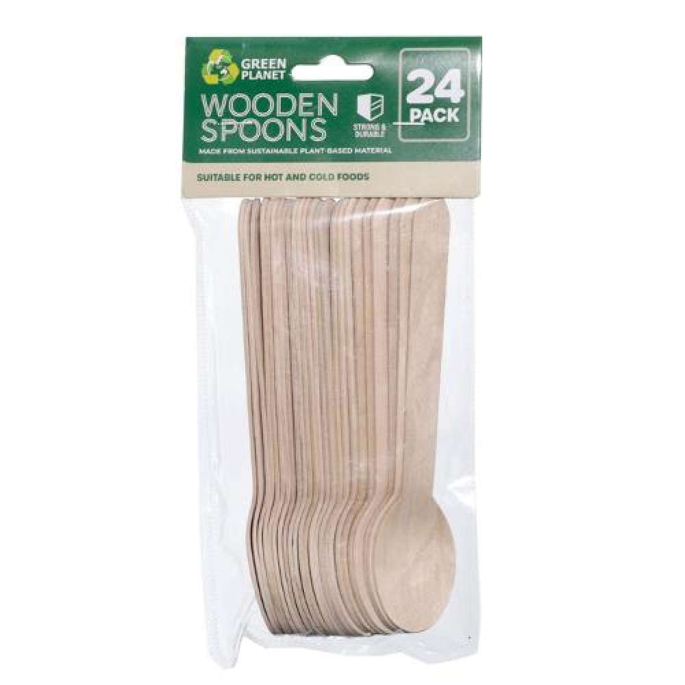 View Disposable Spoons Eco Wooden 24pk