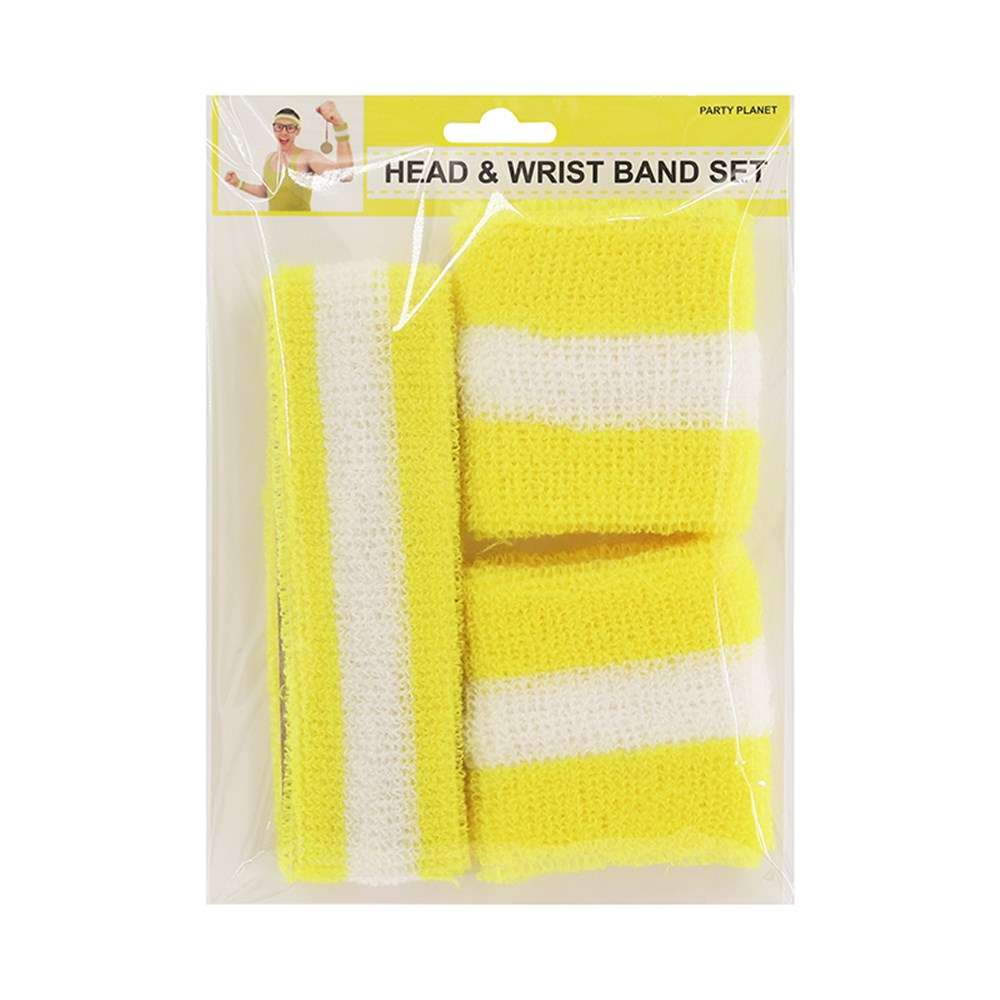 View Party Sweat Set Headband & Wristband Yellow/White