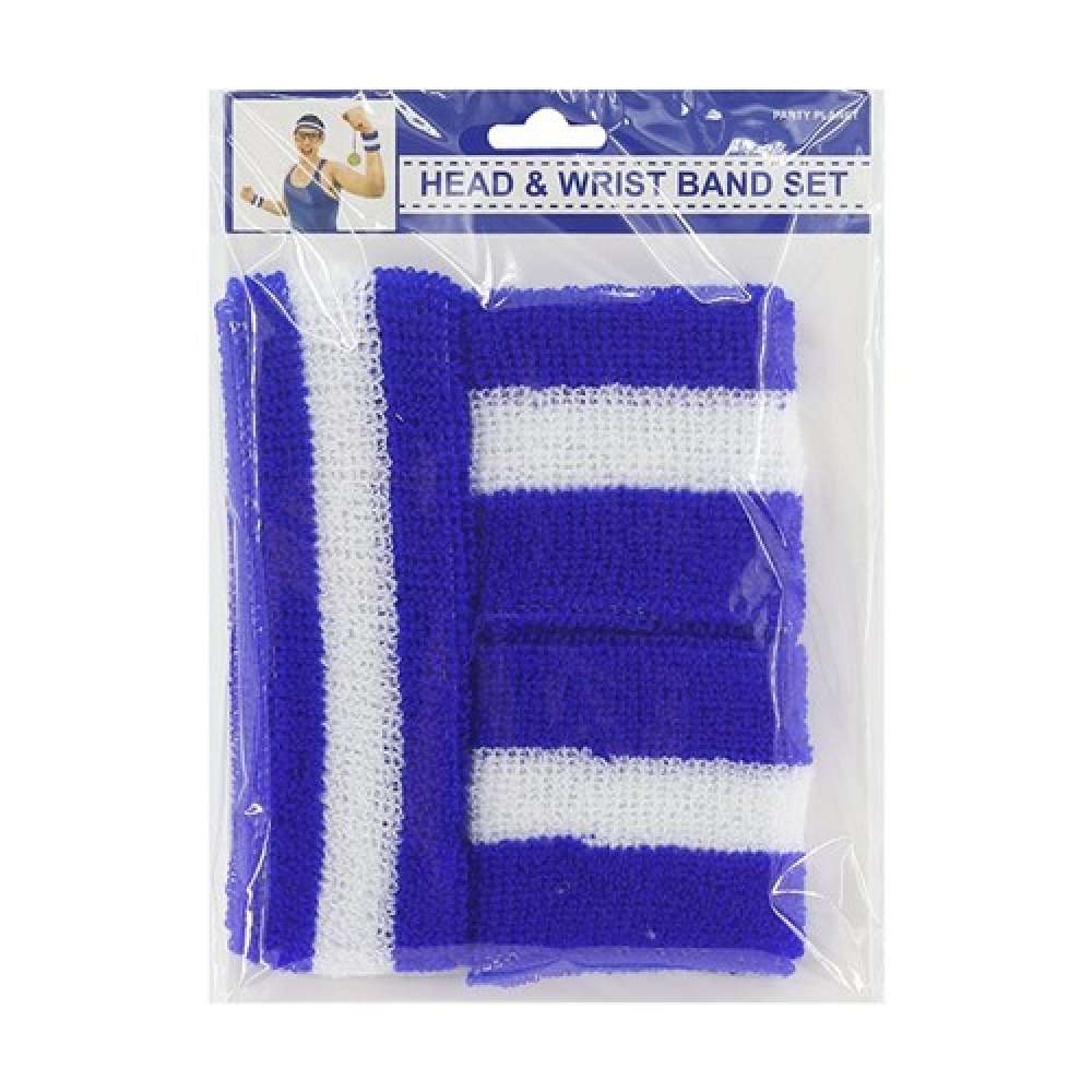 View Party Sweat Set Headband & Wristband Blue/White