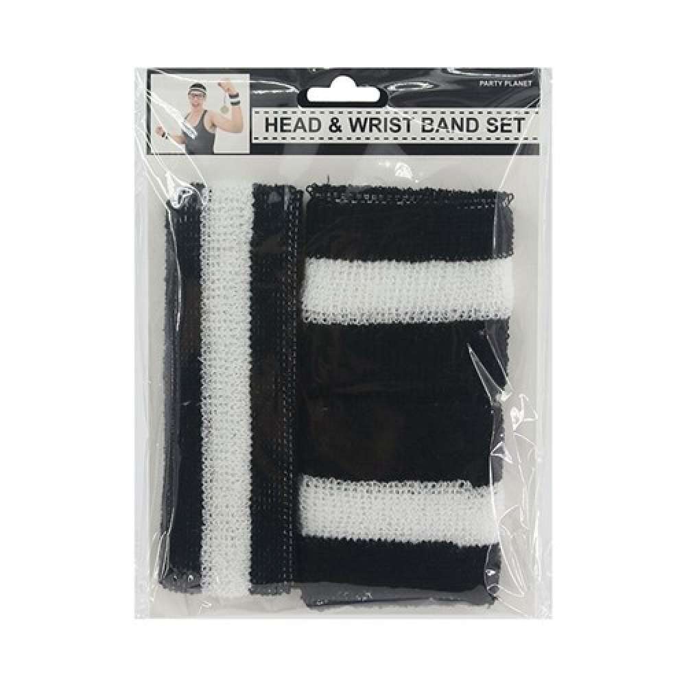 View Party Sweat Set Headband & Wristband Black/White