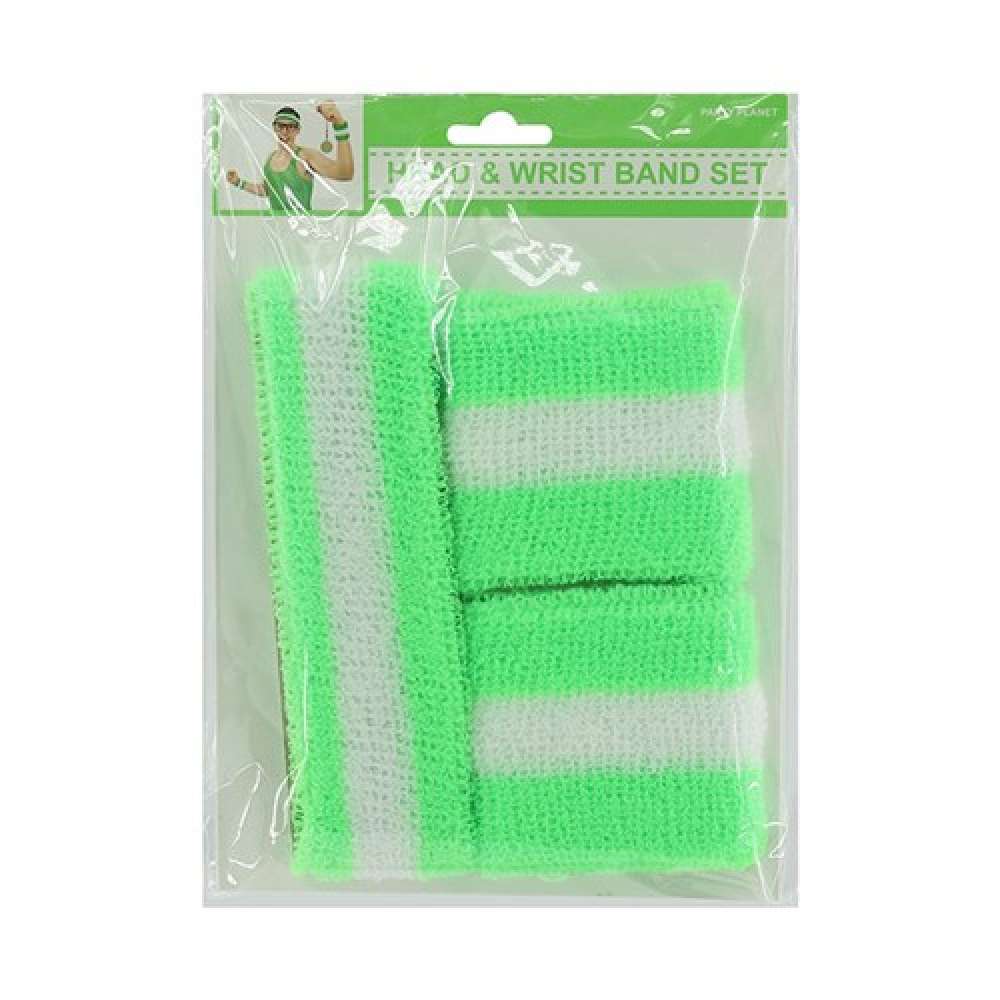 View Party Sweat Set Headband & Wristband Green/White