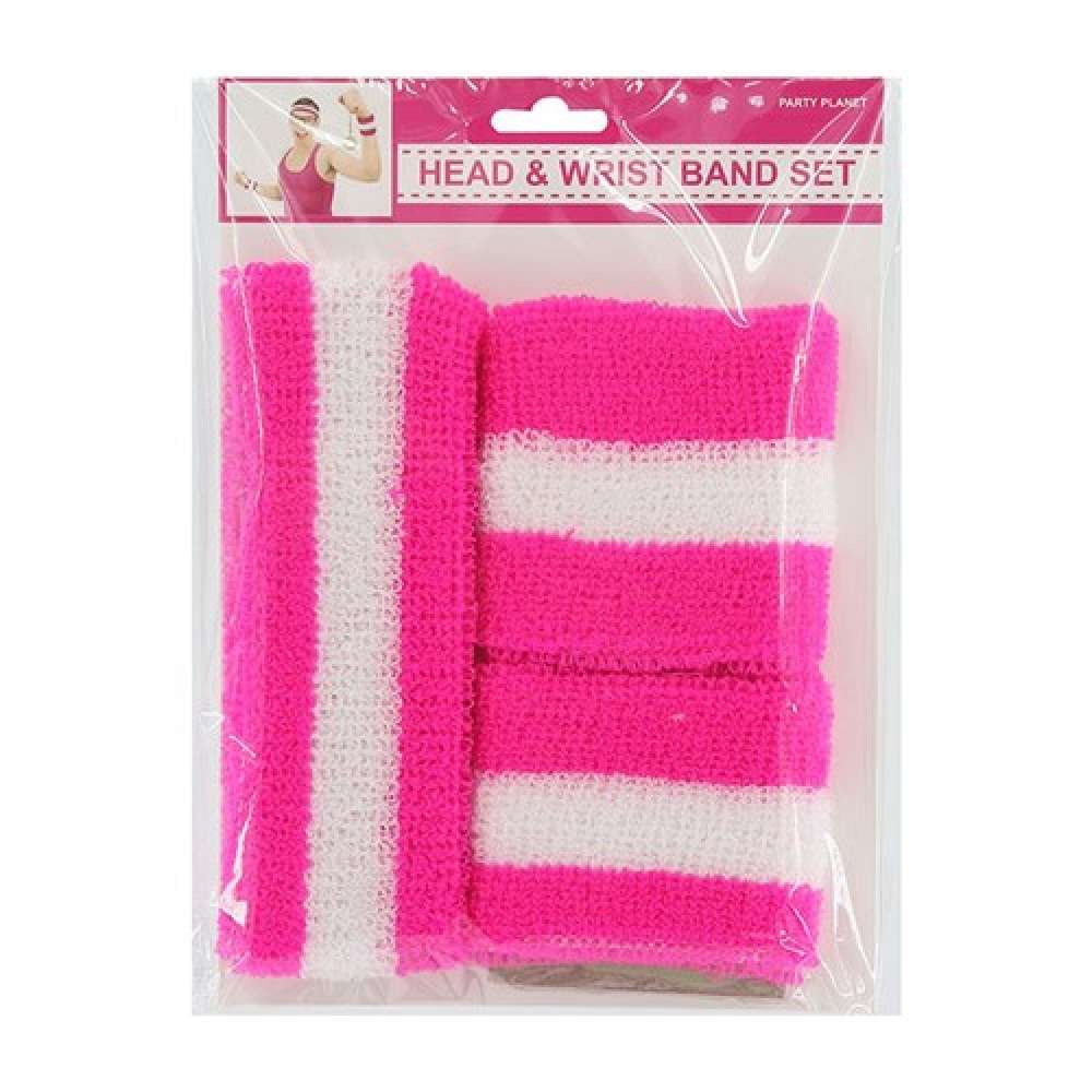 View Party Sweat Set Headband & Wristband Pink/White