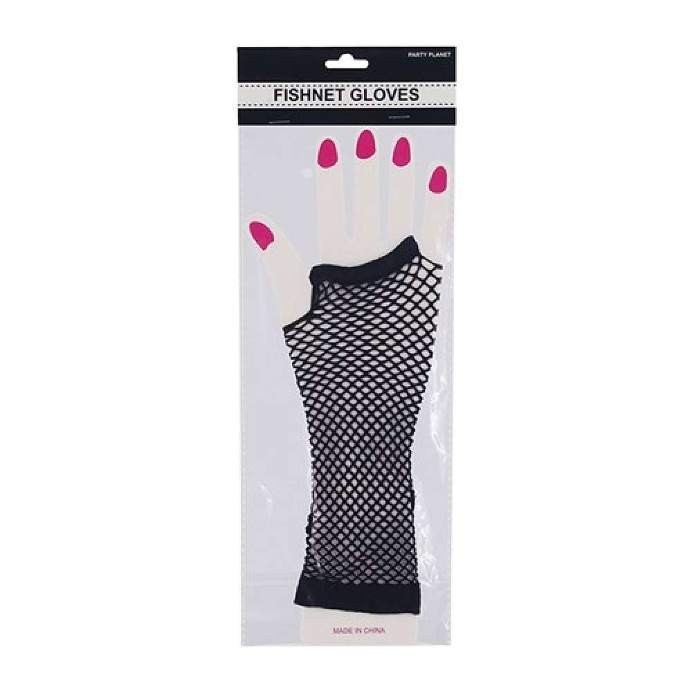 View Party Gloves Fish Net Black