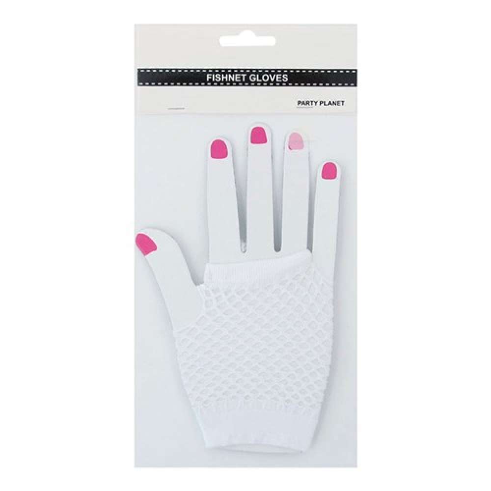 View Party Gloves Fish Net Short White