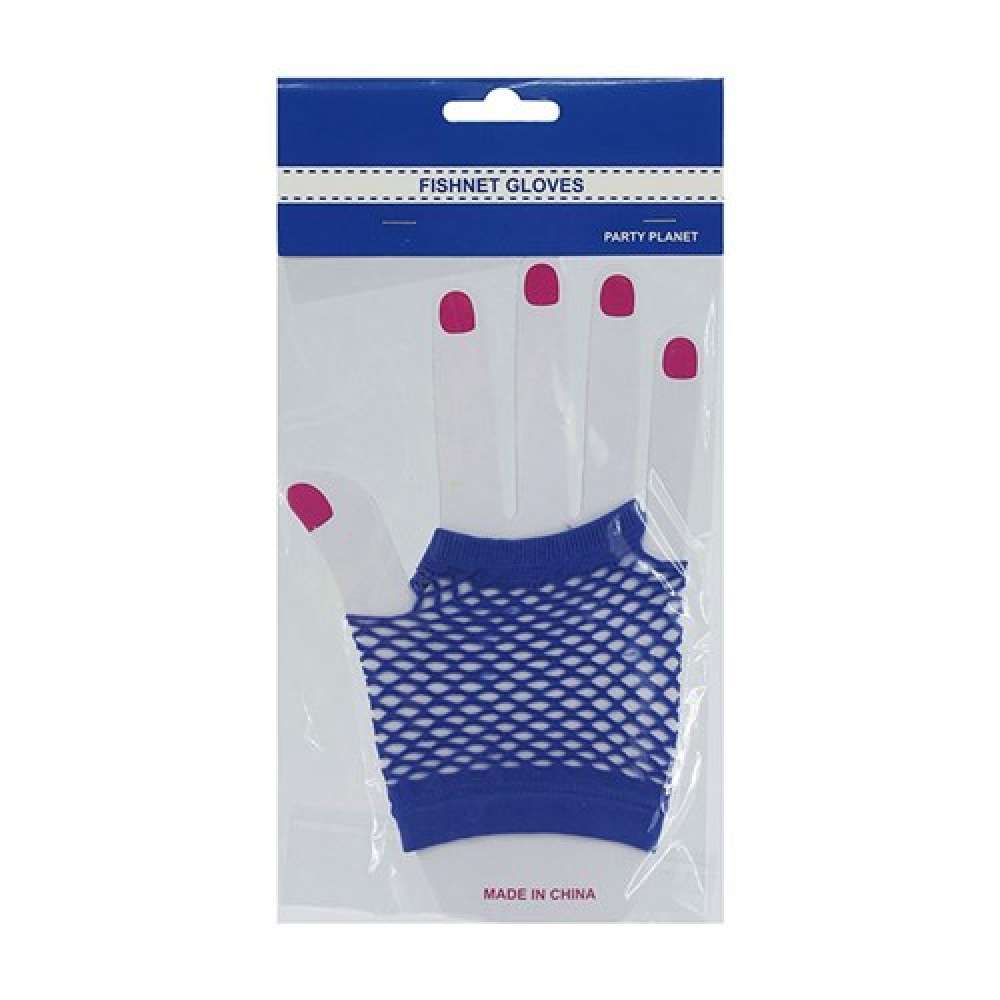 View Party Gloves Fish Net Hand Blue