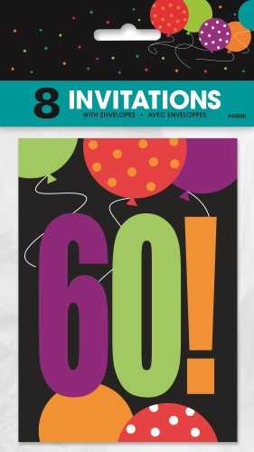View Birthday Invitation 8pk 60age