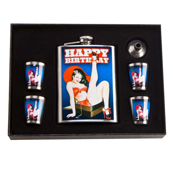 View Hip Flask Happy Birthday