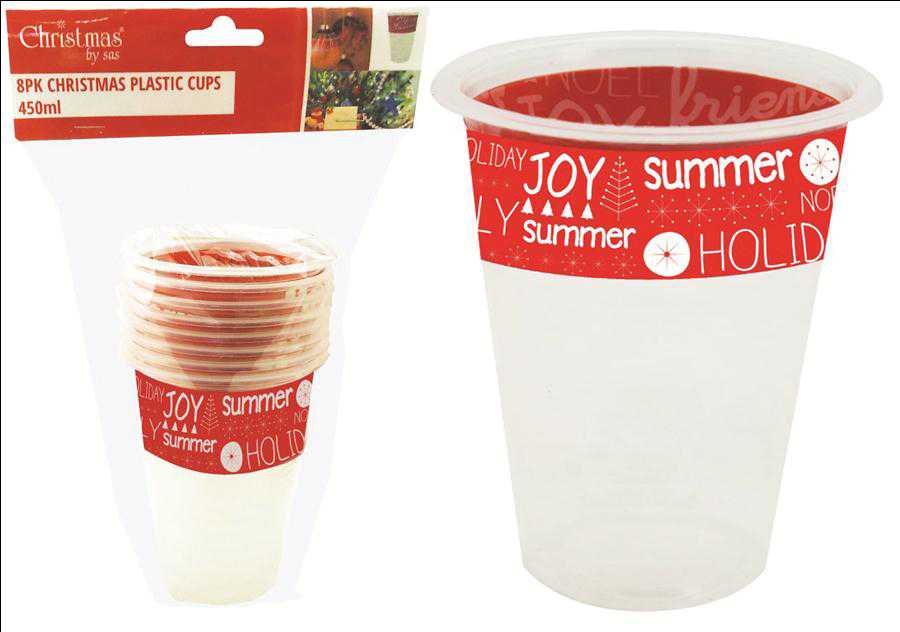 View Disposable Cups 8pk Christmas Design