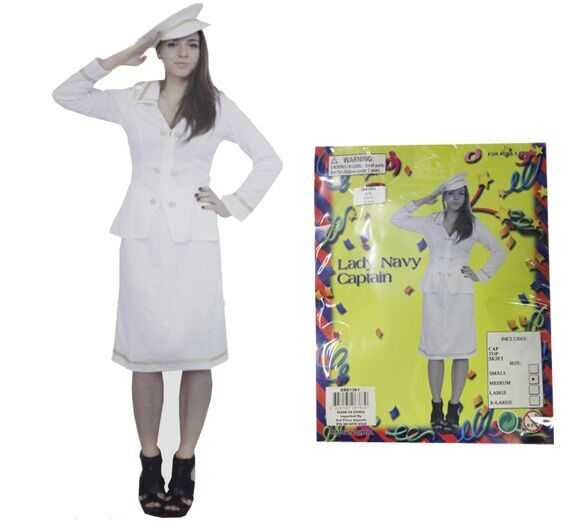 View Party Costume Adult Lady Navy Captian