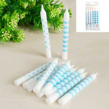 View Birthday Candles 12pk Blue Stripe/Dots