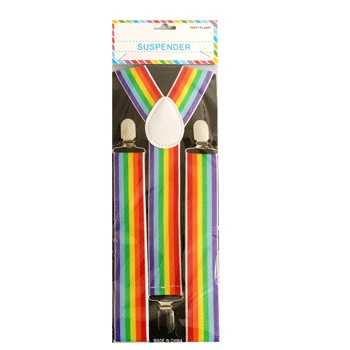 View Party Suspenders Clown Rainbow Stripes
