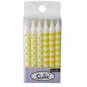 View Birthday Candles 12pk Yellow Stripes/Dots