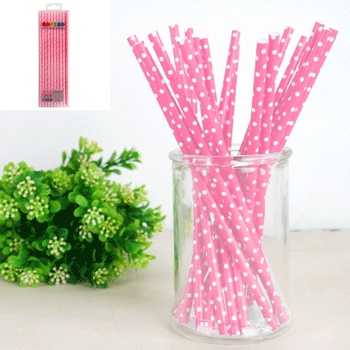 View Straws 20pce Paper Pink Dots