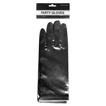 View Party Gloves Short Satin Black