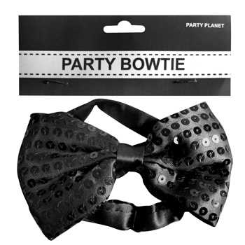 View Bow Tie Party Sequin Black