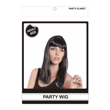 View Party Wig With Fringe Black