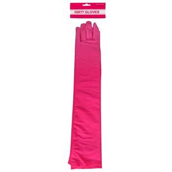 View Party Gloves Long Satin Pink