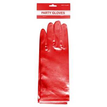 View Party Gloves Short Satin Red