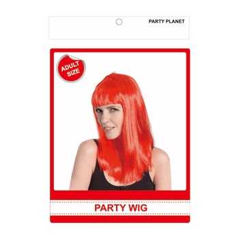 View Party Wig With Fringe Red
