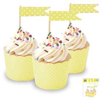 View Cupcake Toppers 24pk Yellow Dots