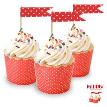 View Cupcake Toppers 24pk Red Dots