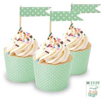 View Cupcake Toppers 24pk Green Dots