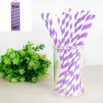 View Straws 20pce Paper Purple Stripes