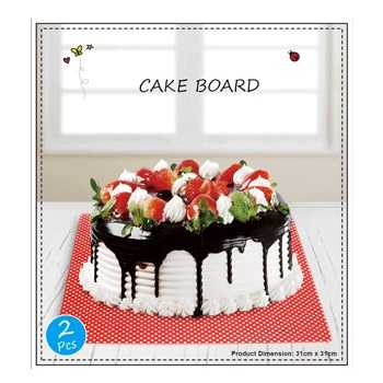 View Cake Board 2pk Red Dots