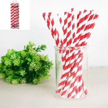View Straws 25pce Paper Red Stripes