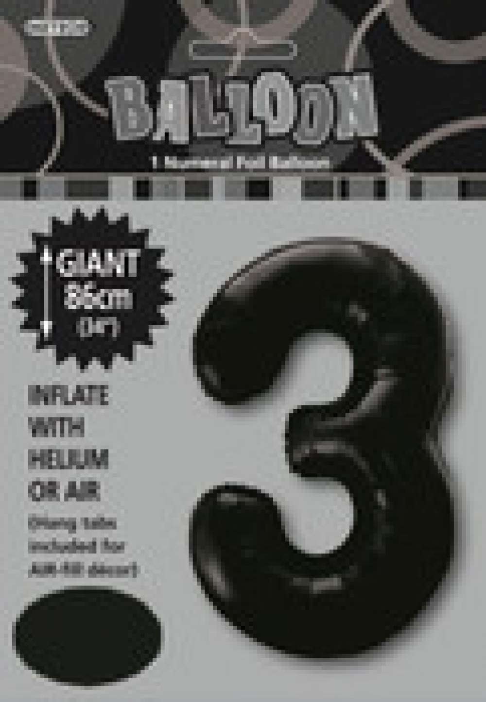 View Foil Balloon 34" Black Jumbo NO 3