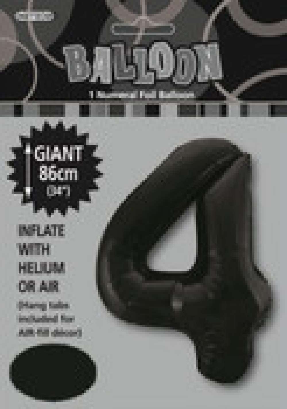 View Foil Balloon 34" Black Jumbo NO 4