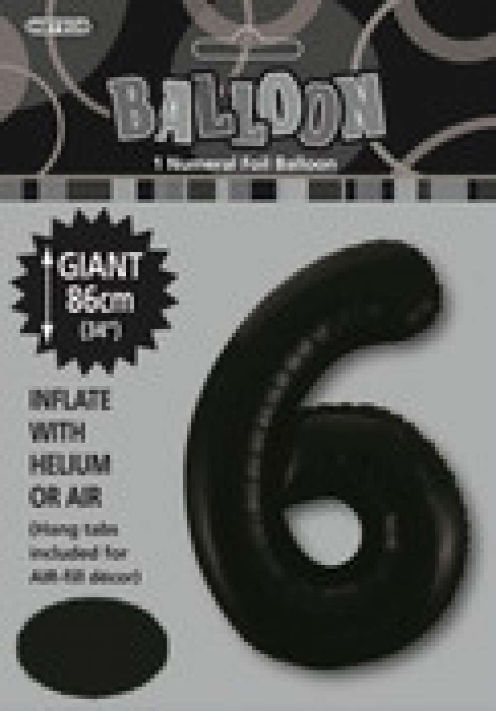 View Foil Balloon 34" Black Jumbo NO 6