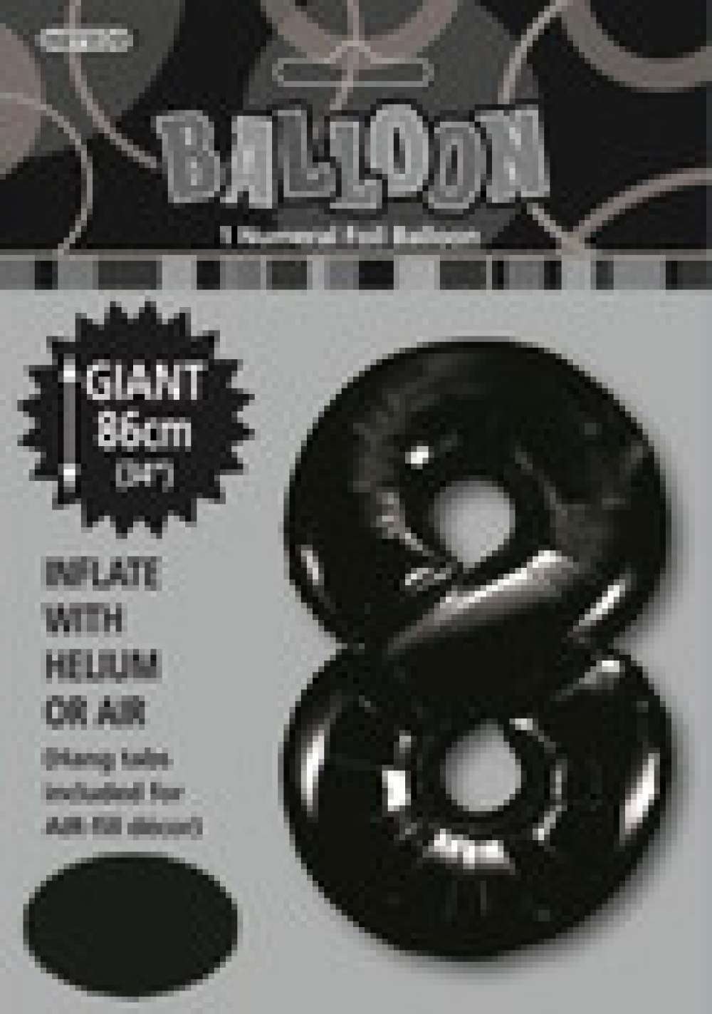 View Foil Balloon 34" Black Jumbo NO 8