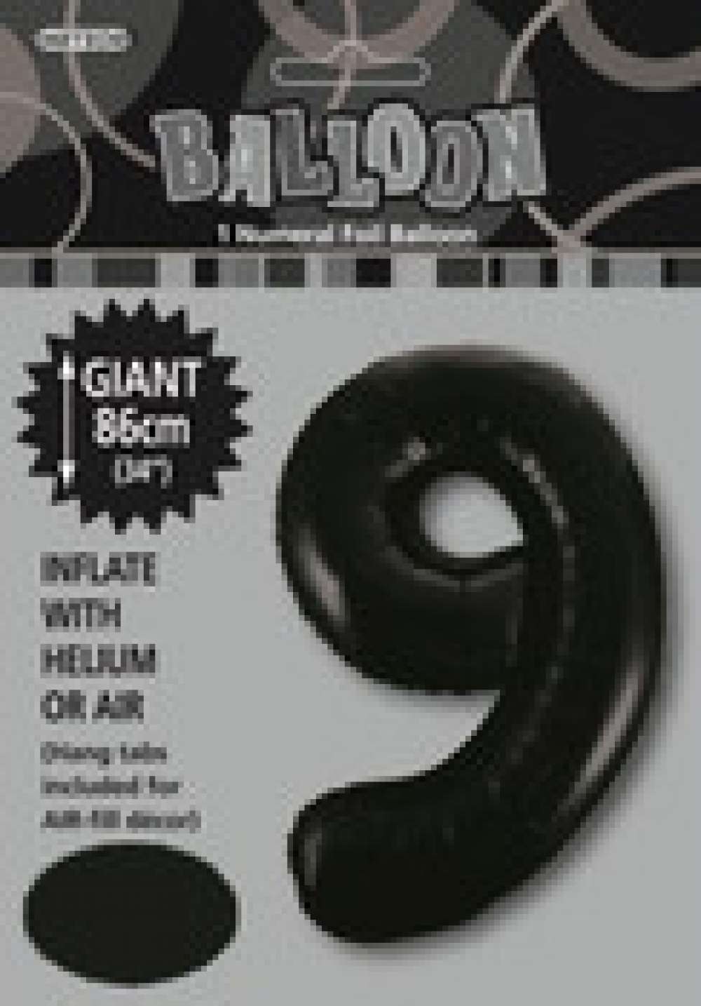 View Foil Balloon 34" Black Jumbo NO 9