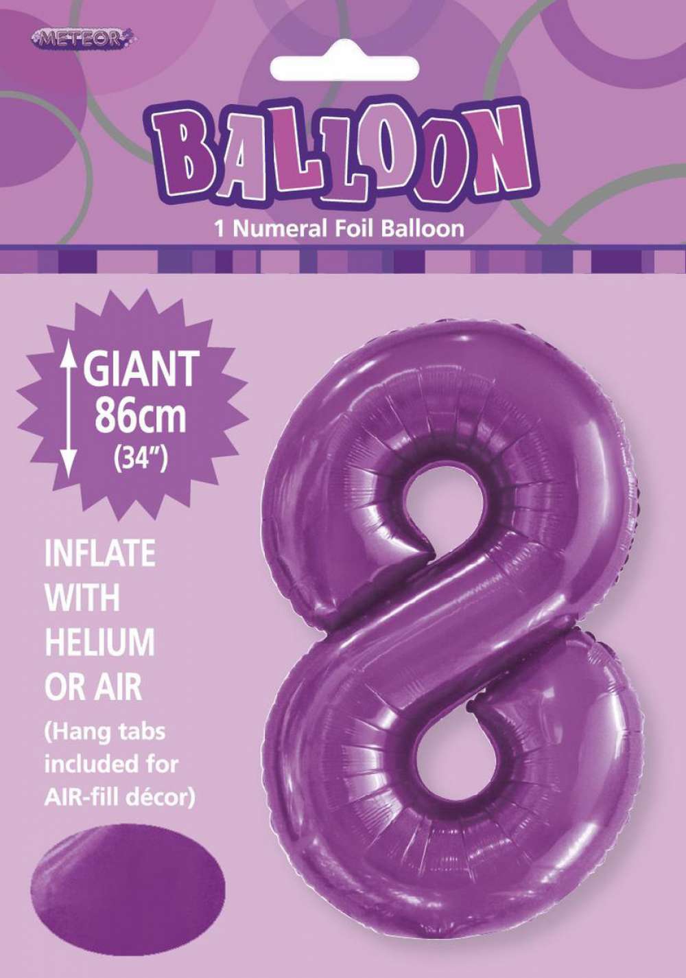 View Foil Balloon 34" Purple Jumbo NO 8