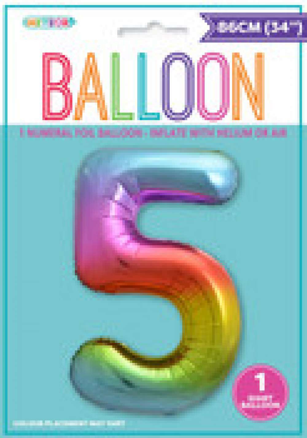 View Foil Balloon 34" Rainbow Jumbo NO 5