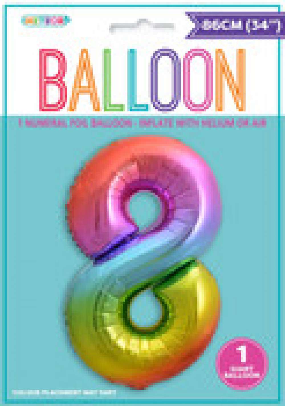 View Foil Balloon 34" Rainbow Jumbo NO 8