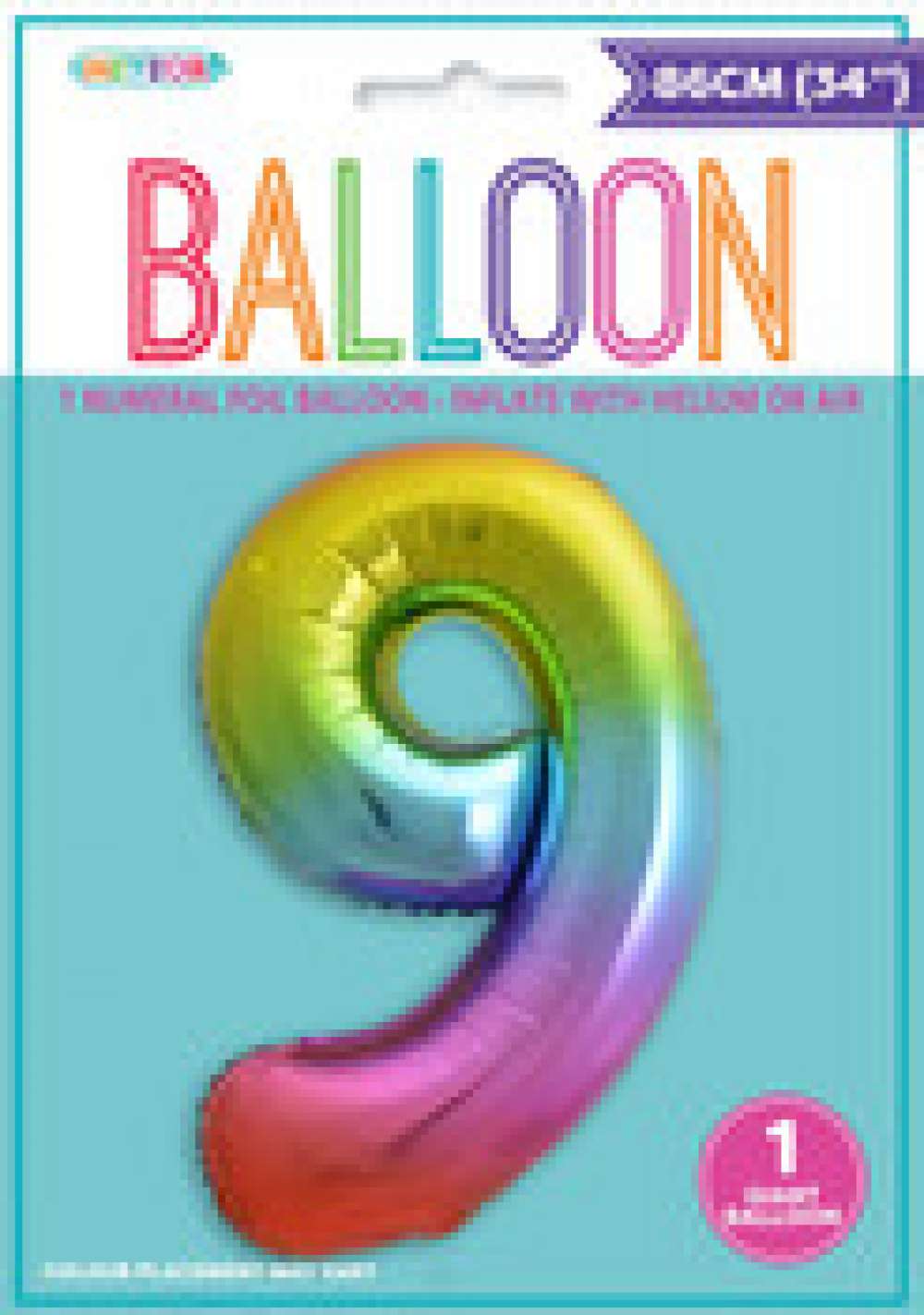 View Foil Balloon 34" Rainbow Jumbo NO 9