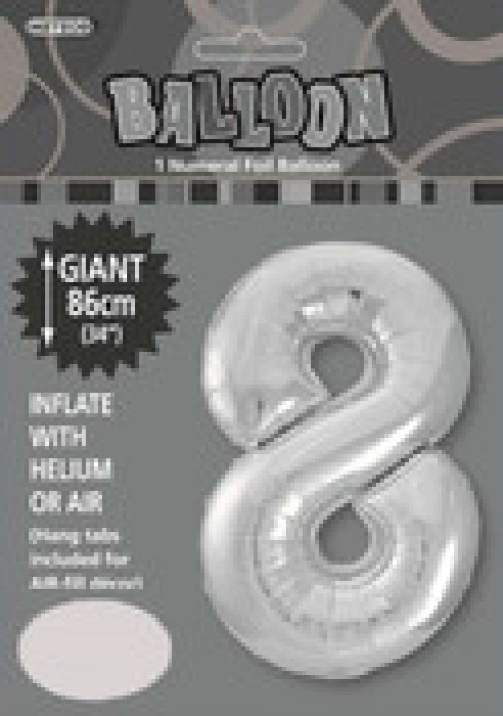 View Foil Balloon 34" Silver No. 8