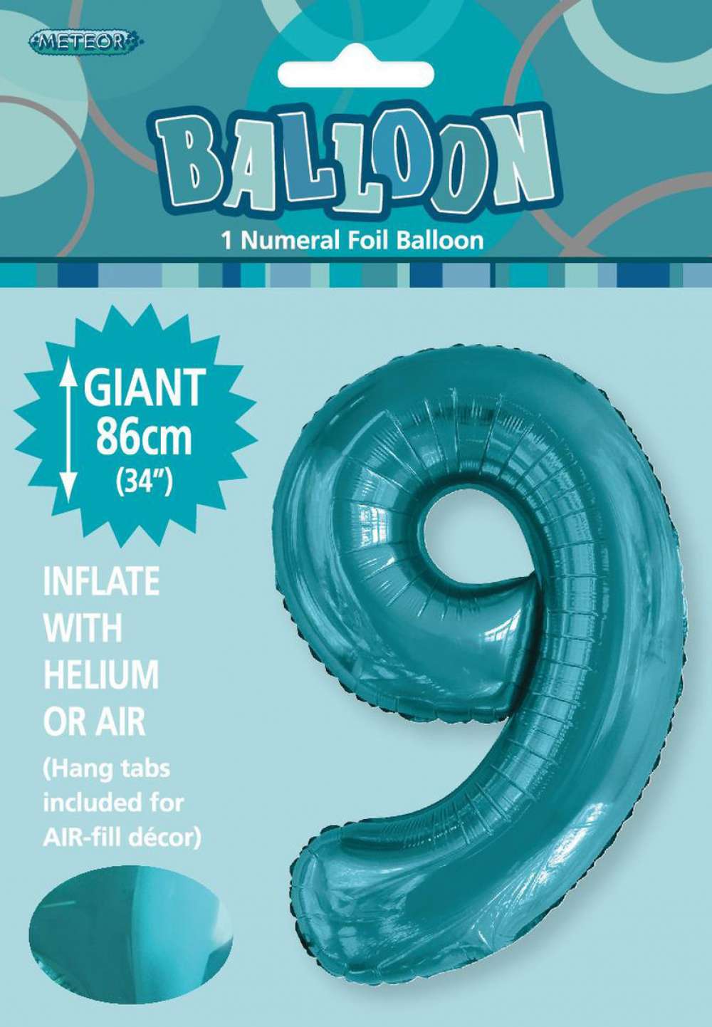 View Foil Balloon 34" Teal Jumbo NO 9